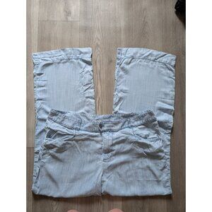 Soft Surroundings Light Blue Wide-Leg Pants Size 16 With Pockets & Button Closur